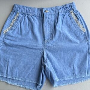 Women’s Zara Light Blue Shorts with Lace Trim